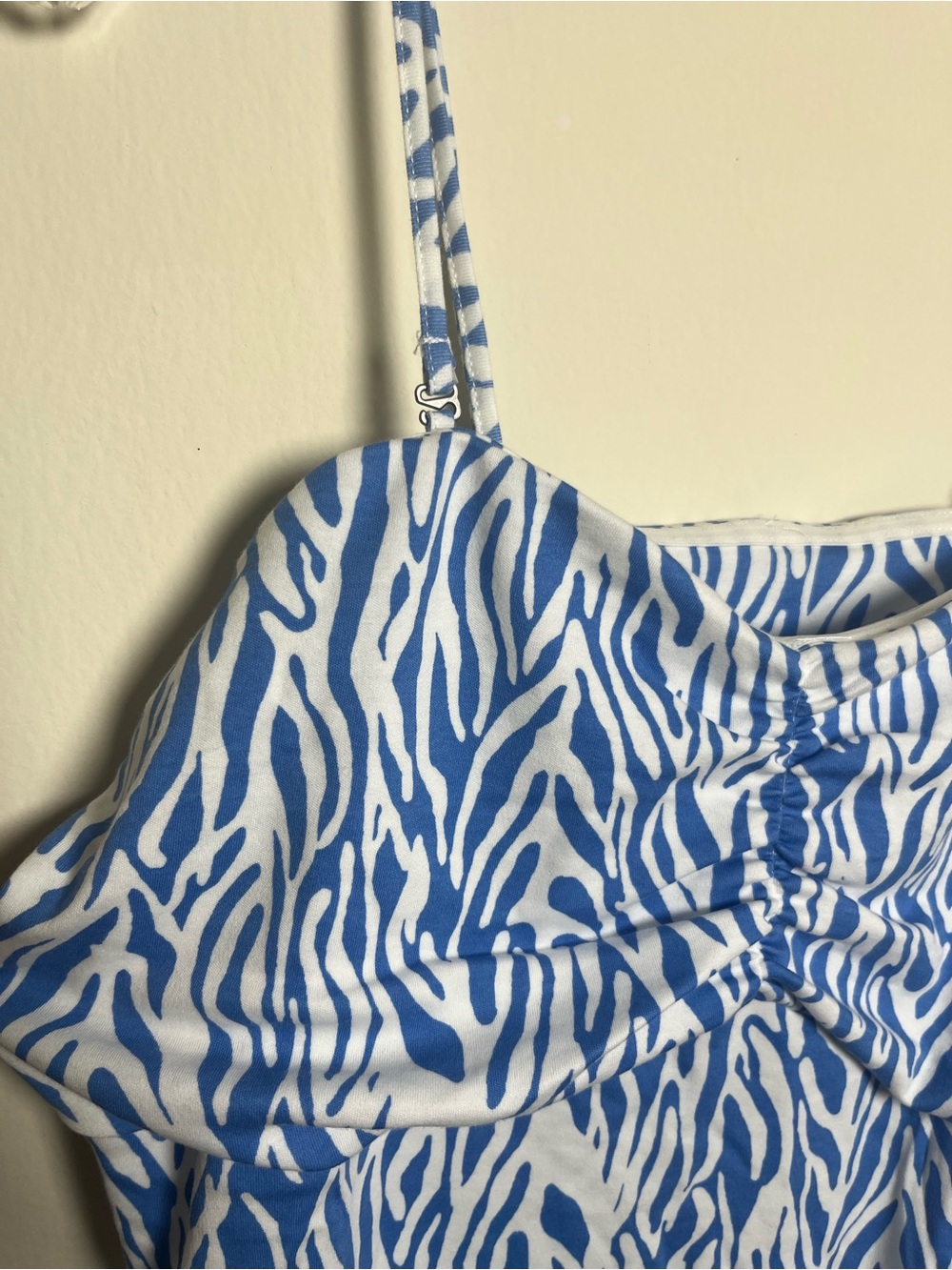 Womens's NWT Diane Von Furstenberg Blue Zebra-Print Cami Tank Top - Picture 3 of 5